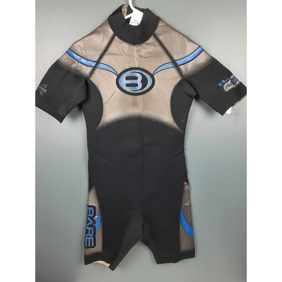 BARE Scuba Wet Suit Mens Size M 2/2 mm Short Power Stretch Black & Metallic Grey - Picture 1 of 12